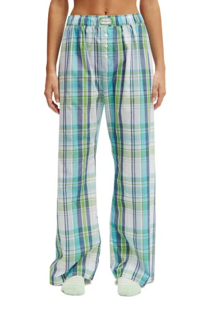 Cotton On Body Boyfriend Boxer Pant In Selena Blue Green Check