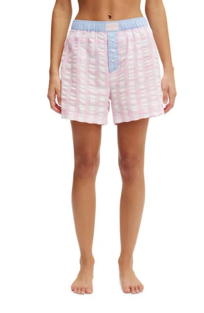 Cotton On Body Boyfriend Boxer Short In Oversized Pink Gingham Check