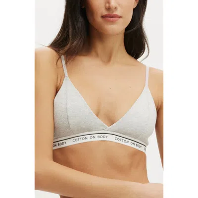 Cotton On Body Branded Cotton Cross Over Bralette In Gray