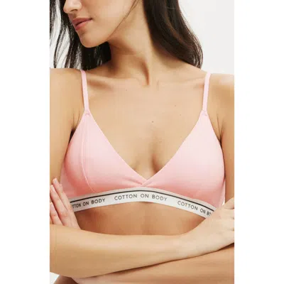 Cotton On Body Branded Cotton Cross Over Bralette In Pink