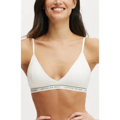 Cotton On Body Branded Cotton Cross Over Bralette In White