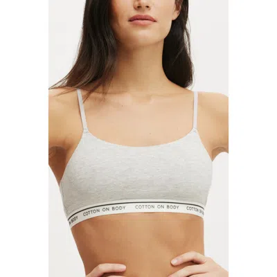 Cotton On Body Branded Cotton Scoop Bralette In Gray