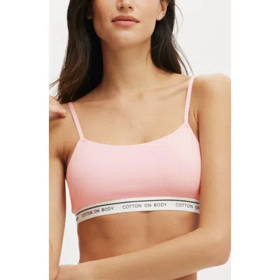 Cotton On Body Branded Cotton Scoop Bralette In Pink