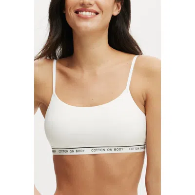 Cotton On Body Branded Cotton Scoop Bralette In White