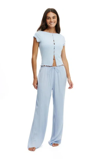 Cotton On Body Button Detail Cap Sleeve Top In Blue