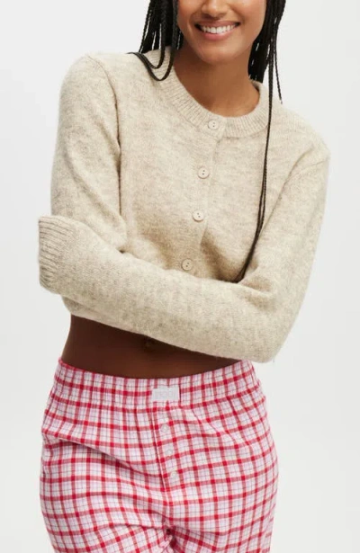 Cotton On Body Cropped Knit Cardigan In Cream Marle