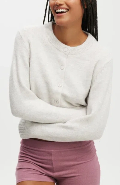 Cotton On Body Cropped Knit Cardigan In Light Grey Marle