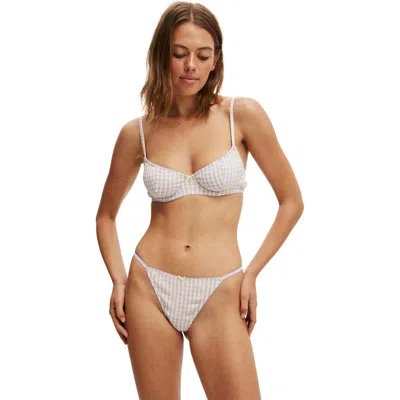 Cotton On Body Dottie Woven Underwire Bra In Lavender Yellow Check