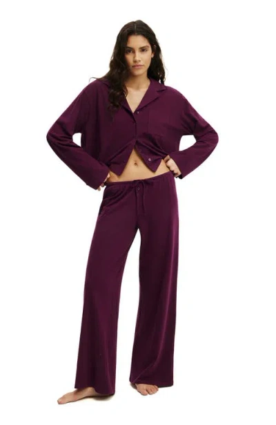 Cotton On Body Dreamy Soft Boxy Button Down Shirt In Blackcurrant