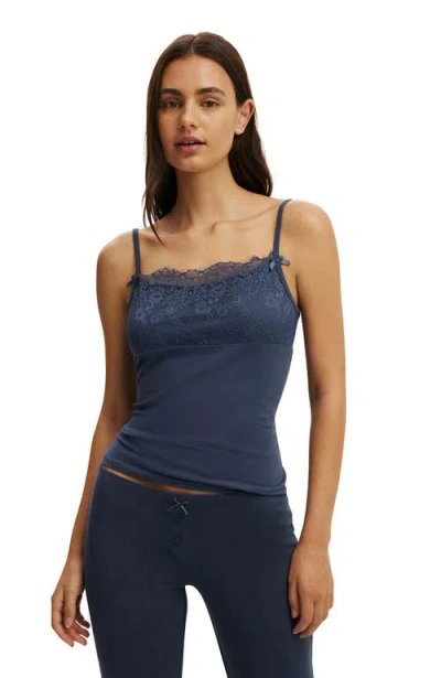 Cotton On Body Dreamy Soft Lace Overlay Cami In Blue