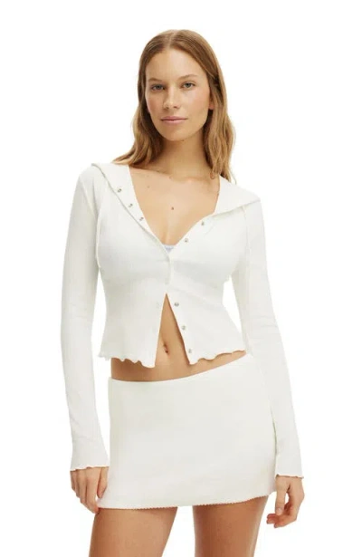 Cotton On Body Dreamy Soft Pointelle Hooded Cardi In White