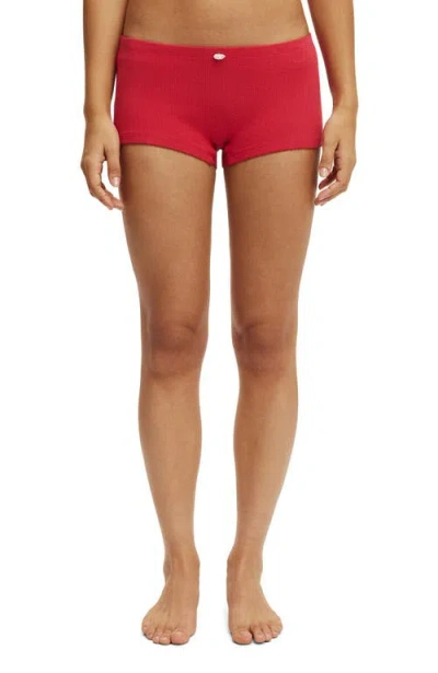 Cotton On Body Dreamy Soft Pointelle Micro Short In Red