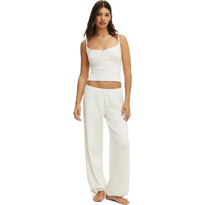 Cotton On Body Dreamy Soft Pointelle Wide Leg Pant In White