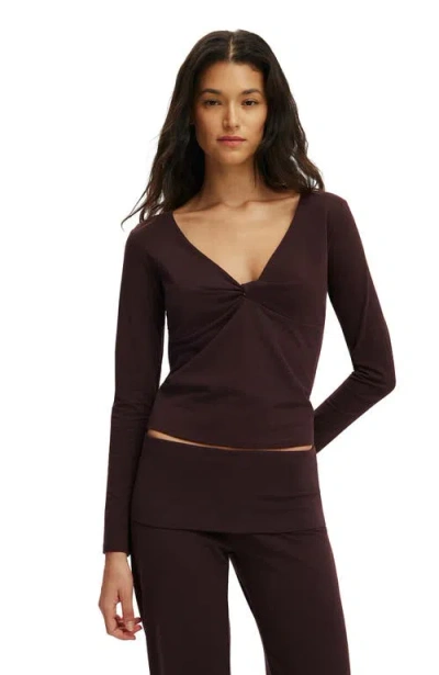 Cotton On Body Dreamy Soft Twist Detail Top In Brown