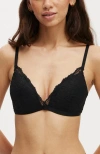 Cotton On Body Everyday Lace Fixed Cup Wirefree Bra In Black