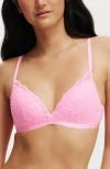 Cotton On Body Everyday Lace Fixed Cup Wirefree Bra In Pink Heaven