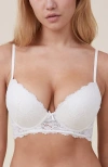 Cotton On Body Everyday Lace Longline Push Up 2 Bra In Cream