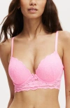 Cotton On Body Everyday Lace Longline Push Up 2 Bra In Pink Heaven