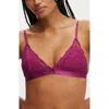 Cotton On Body Everyday Lace Triangle Padded Bralette In Boysenberry