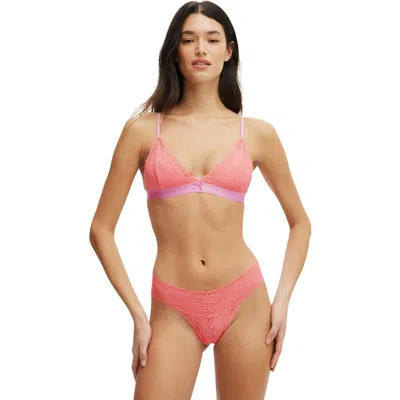 Cotton On Body Everyday Lace Triangle Padded Bralette In Purple