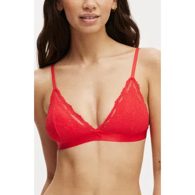 Cotton On Body Everyday Lace Triangle Padded Bralette In Raspberry
