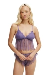 Cotton On Body Eyelash Lace Longline Bralette In Purple Haze