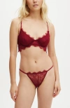 Cotton On Body Eyelash Lace Underwire Bra In Deep Red