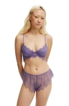Cotton On Body Eyelash Lace Underwire Bra In Purple Haze