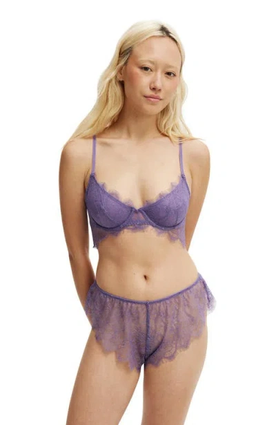 Cotton On Body Eyelash Lace Underwire Bra In Purple Haze