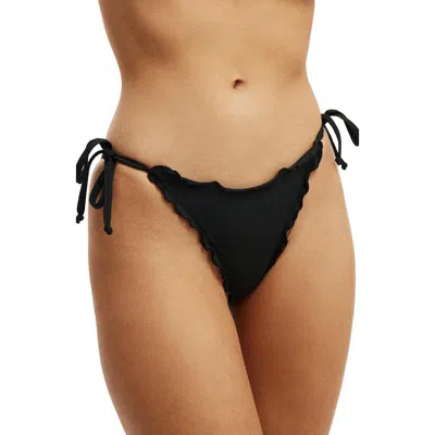 Cotton On Body Fixed Tie Side Brazilian Bikini Bottom In Black