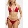 Cotton On Body Fixed Tie Side Brazilian Bikini Bottom In Garnet Red Crepe