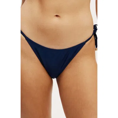 Cotton On Body Fixed Tie Side Brazilian Bikini Bottom In Ocean Water Shimmer