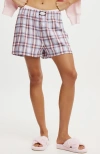 Cotton On Body Flannel Boyfriend Boxer Short In Pink Evie Check