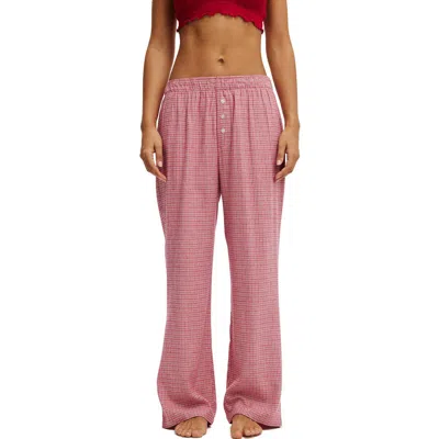 Cotton On Body Flannel Wide Leg Pant In Pink