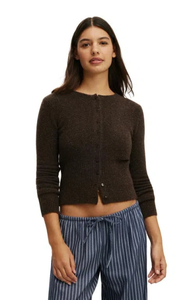 Cotton On Body Fluffy Fitted Knit Cardi In Brown