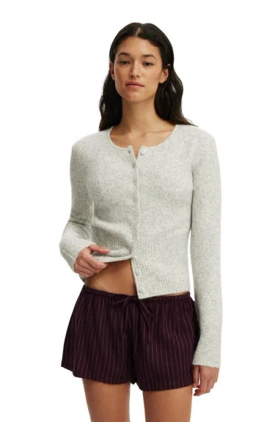 Cotton On Body Fluffy Fitted Knit Cardi In Gray