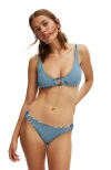 Cotton On Body Full Bikini Bottom In Blue Black Terry Stripe