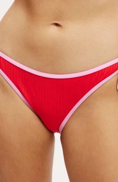 Cotton On Body Full Bikini Bottom In Scarlet Rib Pink
