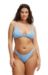 Cotton On Body High Apex Bikini Top In Blue Sky Terry Jacquard