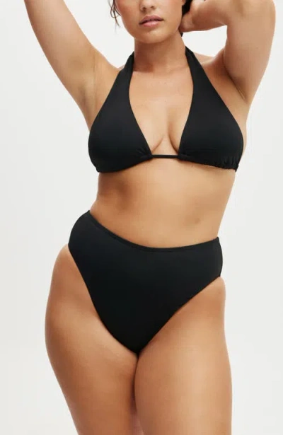 Cotton On Body High Apex Slider Triangle Bikini Top In Black