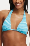 Cotton On Body High Apex Slider Triangle Bikini Top In Watercolour Blues