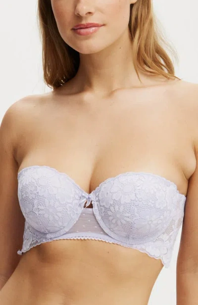 Cotton On Body Holly Lace Strapless Push Up2 Bra In Washed Thistle