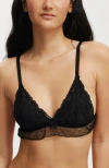 Cotton On Body Holly Lace Triangle Padded Bralette In Black