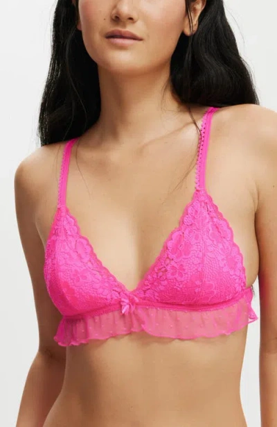 Cotton On Body Holly Lace Triangle Padded Bralette In Charming Pink