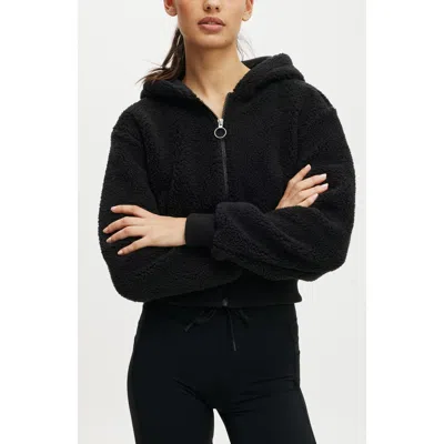 Cotton On Body Hooded Soft Fleece Zip Through Jacket In Black