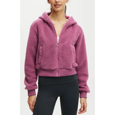 Cotton On Body Hooded Soft Fleece Zip Through Jacket In Red Violet