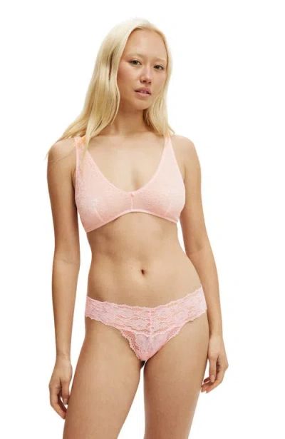 Cotton On Body Lace Deep V Bralette In Pink