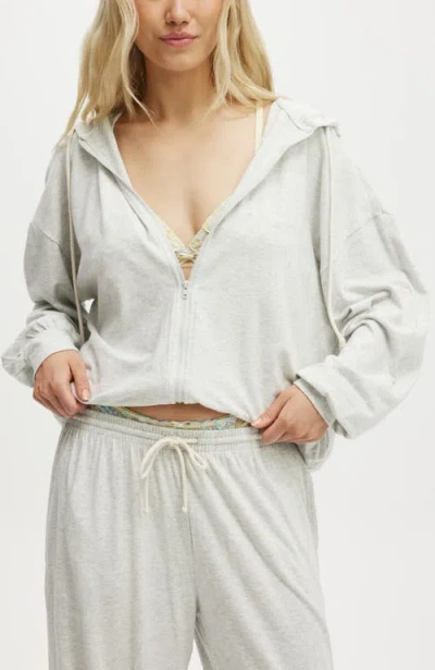 Cotton On Body Light Weight Super Soft Hooded Zip Through In Light Grey Marle