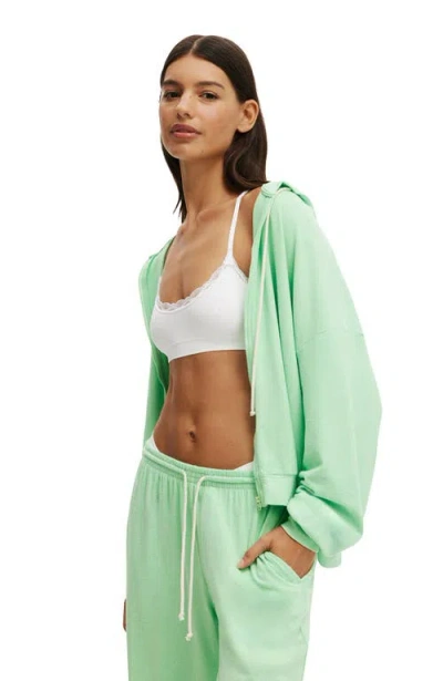Cotton On Body Light Weight Super Soft Hooded Zip Through In Spring Green