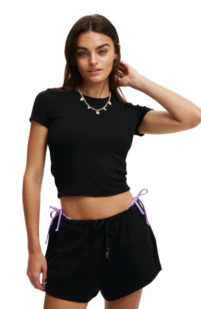 Cotton On Body Lightweight Cropped Beach Tshirt In Black